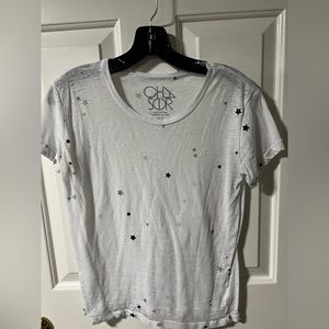 Chaser white shirt with sparkly navy stars
